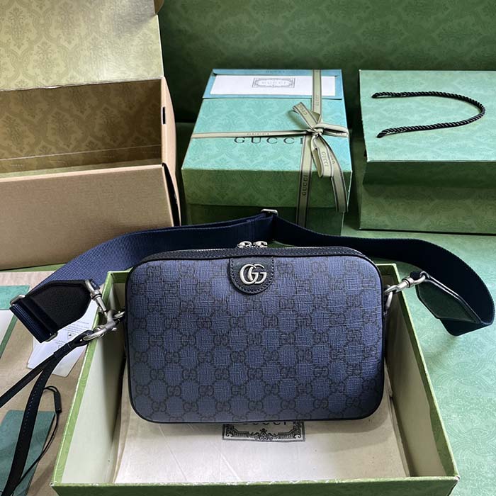 Gucci Unisex Ophidia GG Shoulder Bag Blue Black GG Supreme Canvas Double G