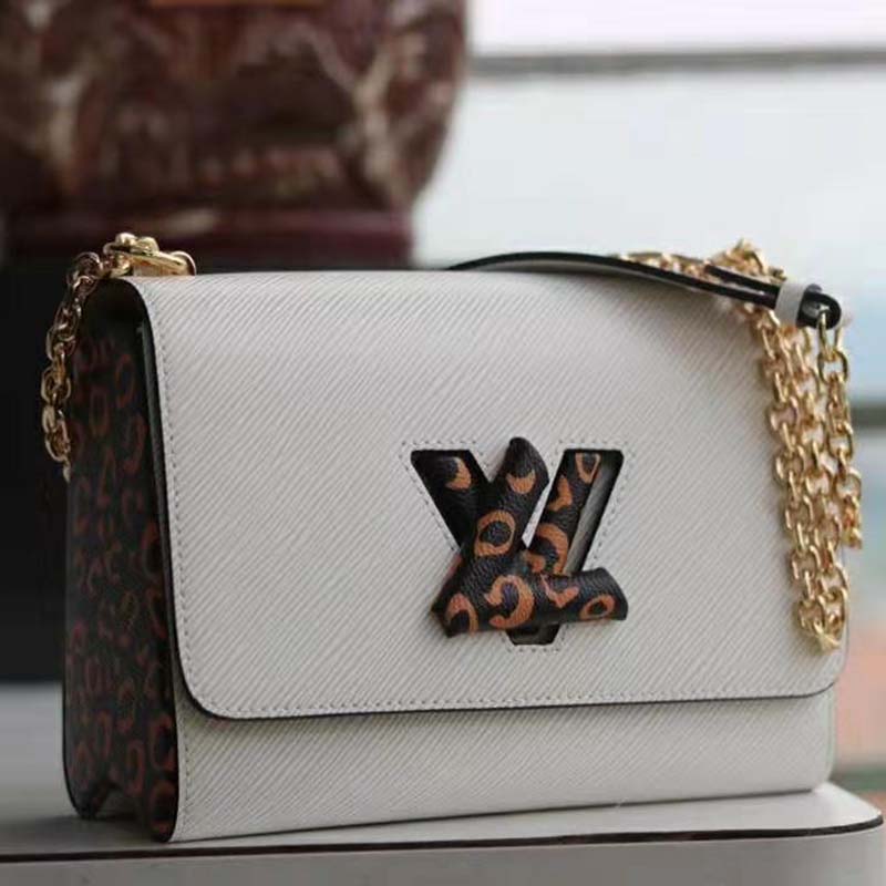Louis Vuitton LV Women Twist MM Handbag in Quartz Epi leather-Beige