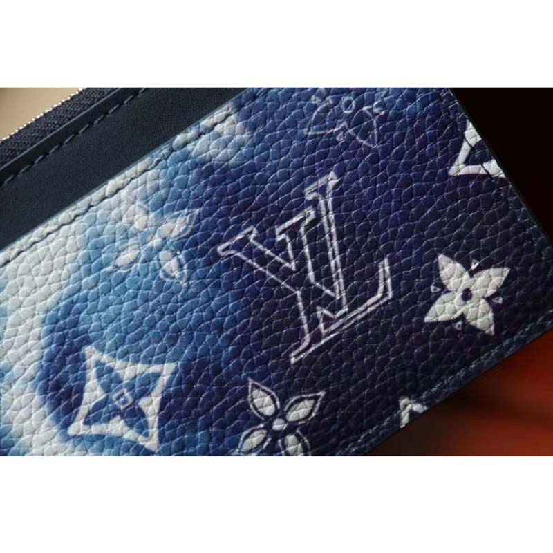 Louis Vuitton LV Unisex Coin Card Holder Blue Taurillon Cowhide Leather