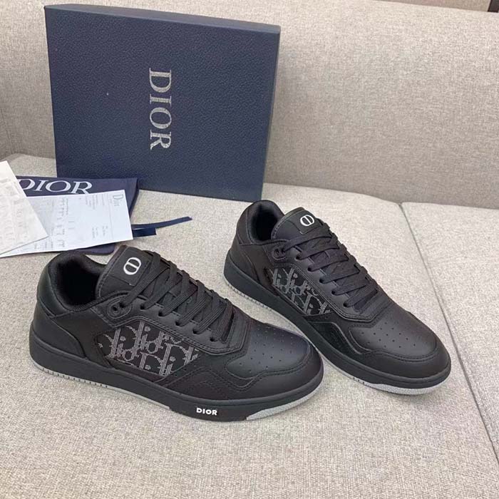 Dior Unisex Shoes B27 Low-Top Sneaker Black Dior Oblique Galaxy Leather Smooth Calfskin Suede