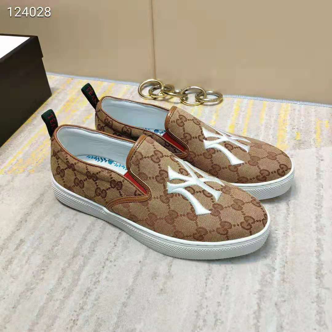 Gucci Men’s Slip-On Sneaker with NY Yankees Patch Orange