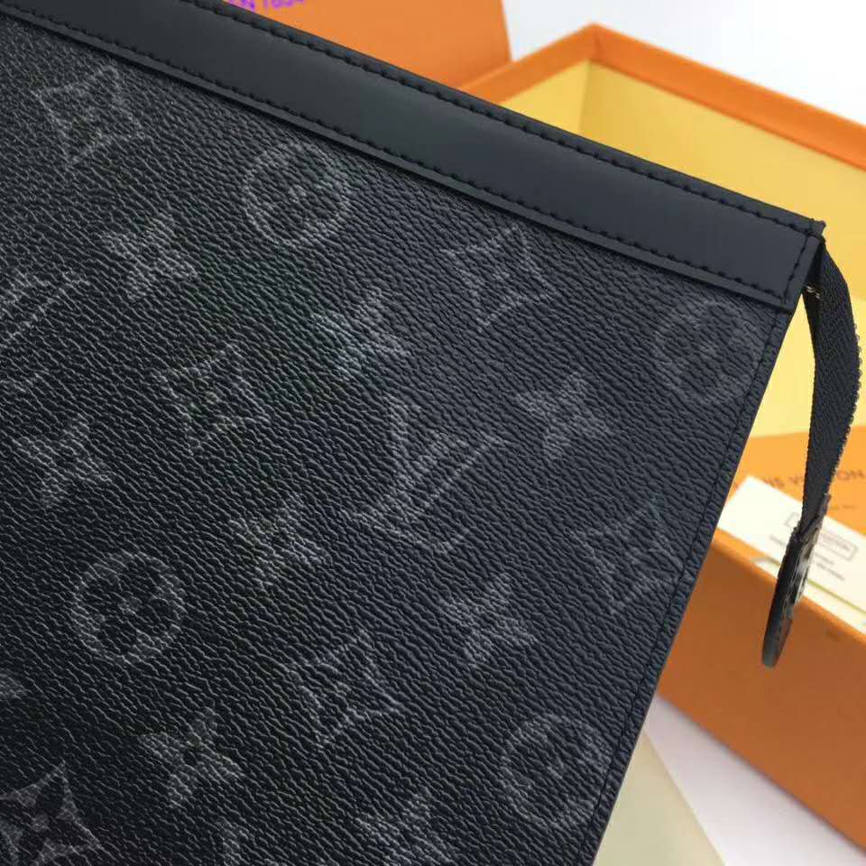 Louis Vuitton LV Unisex Pochette Voyage MM Bag in Monogram Eclipse canvas-Grey
