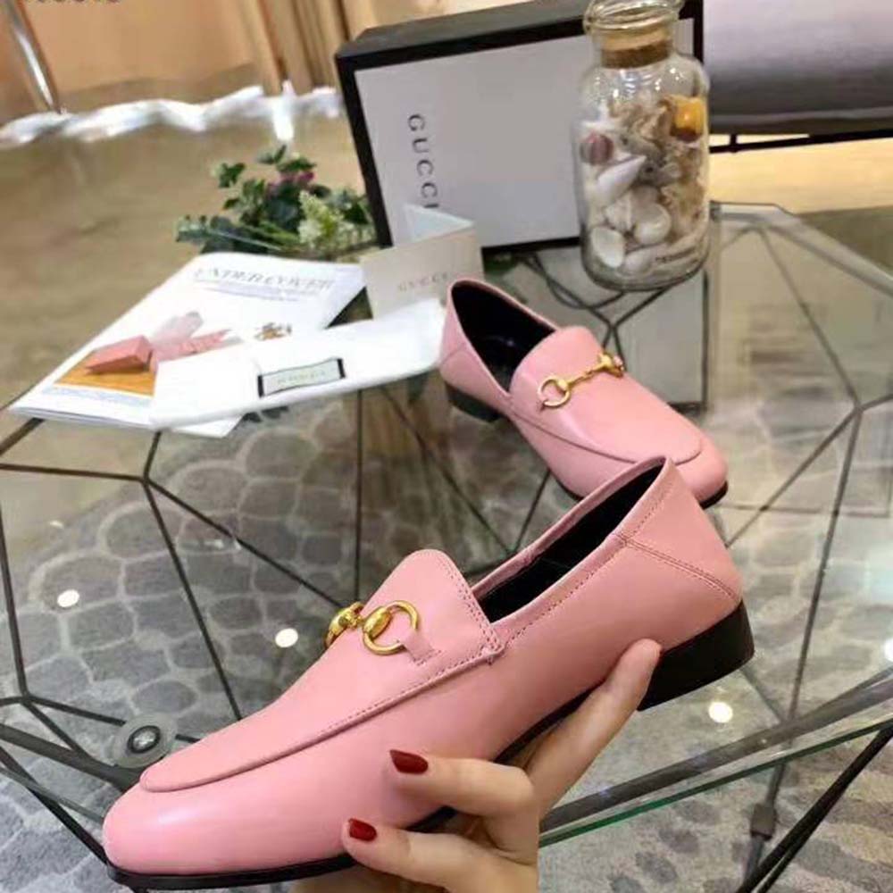 Gucci Women Leather Horsebit Loafer 1.3 cm Height-Pink
