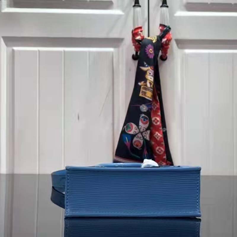 Louis Vuitton Unisex Petit Sac Plat Blue Epi Embossed Supple Grained Cowhide