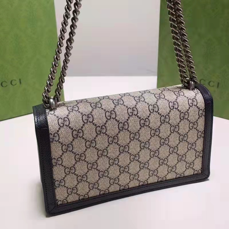 Gucci Women Dionysus Small GG Shoulder Bag Beige Blue GG Supreme Canvas