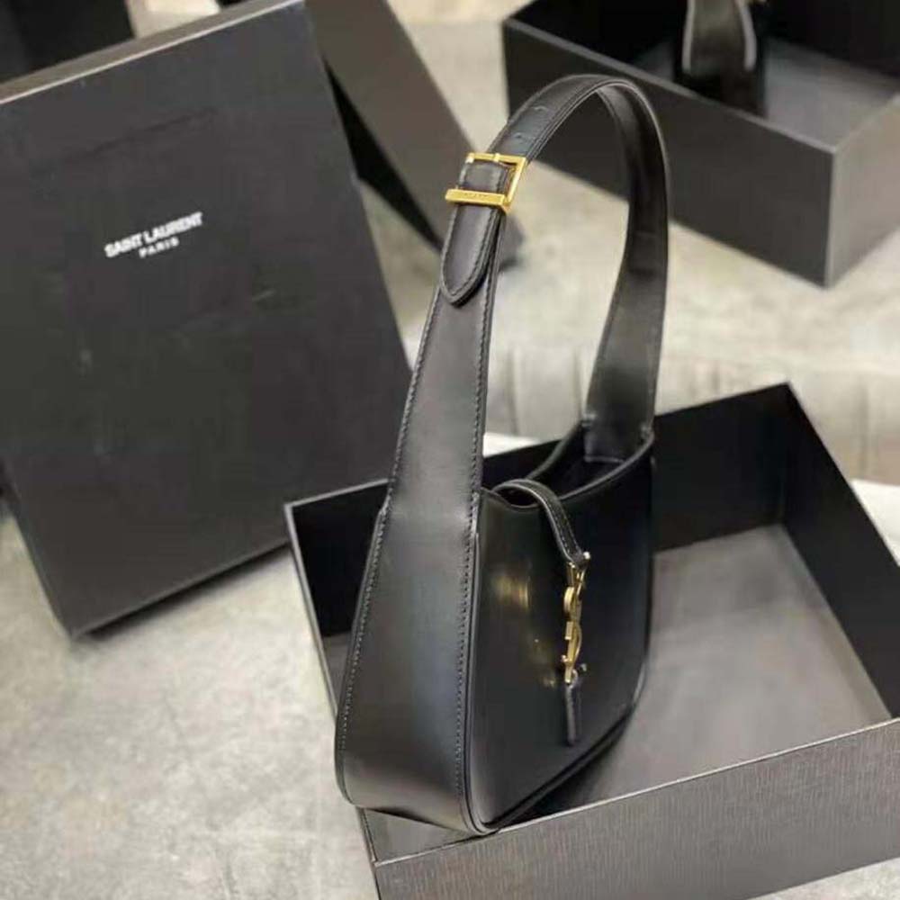 Saint Laurent YSL Women LE 5 A 7 Hobo Bag in Smooth Leather-Black