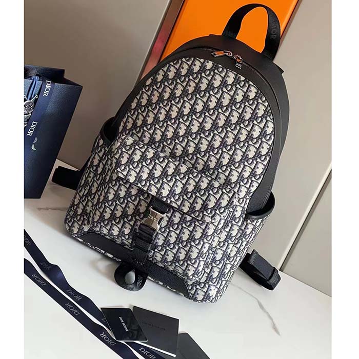 Dior Unisex CD Dior Explorer Backpack Beige Black Dior Oblique Jacquard