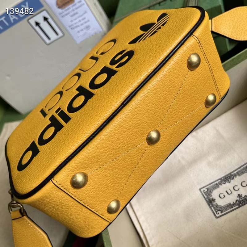 Gucci Unisex Adidas x Gucci Small Shoulder Bag Yellow Leather Interlocking G