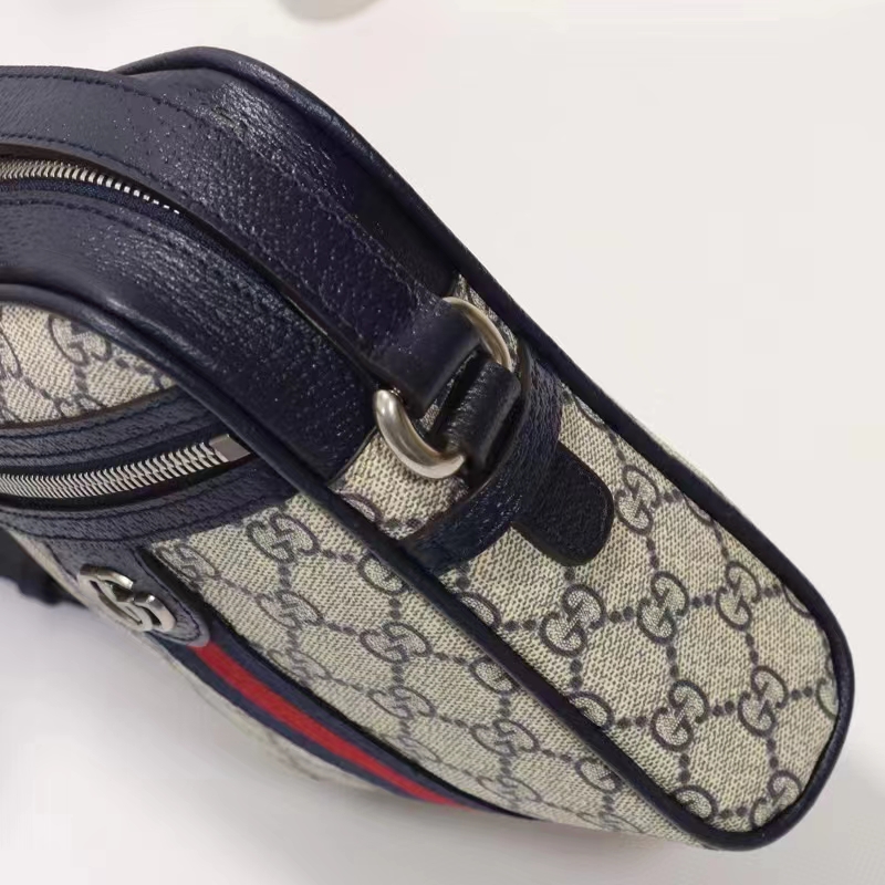 Gucci Unisex Ophidia GG Small Shoulder Bag Beige Blue Supreme Canvas
