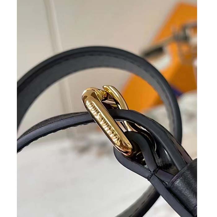 Louis Vuitton Women Speedy Bandoulière 25 Handbag Black Embossed Supple Grained Cowhide Leather