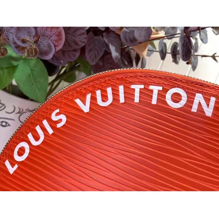 Louis Vuitton LV Unisex Alma Travel GM Vermillon Red Epi XL Grained Leather Handle Clip