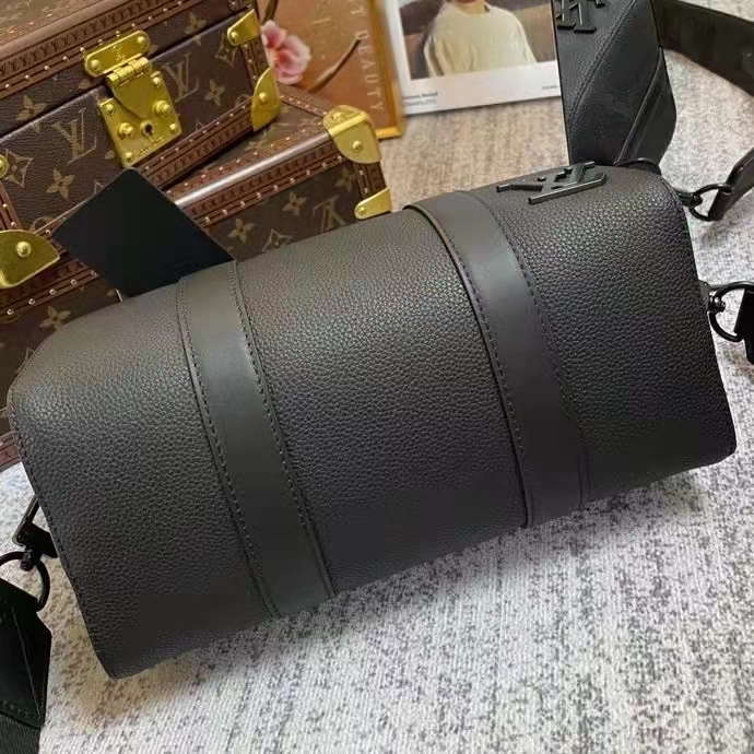 Louis Vuitton LV Unisex City Keepall Bag Black Aerogram Grained Calf Cowhide