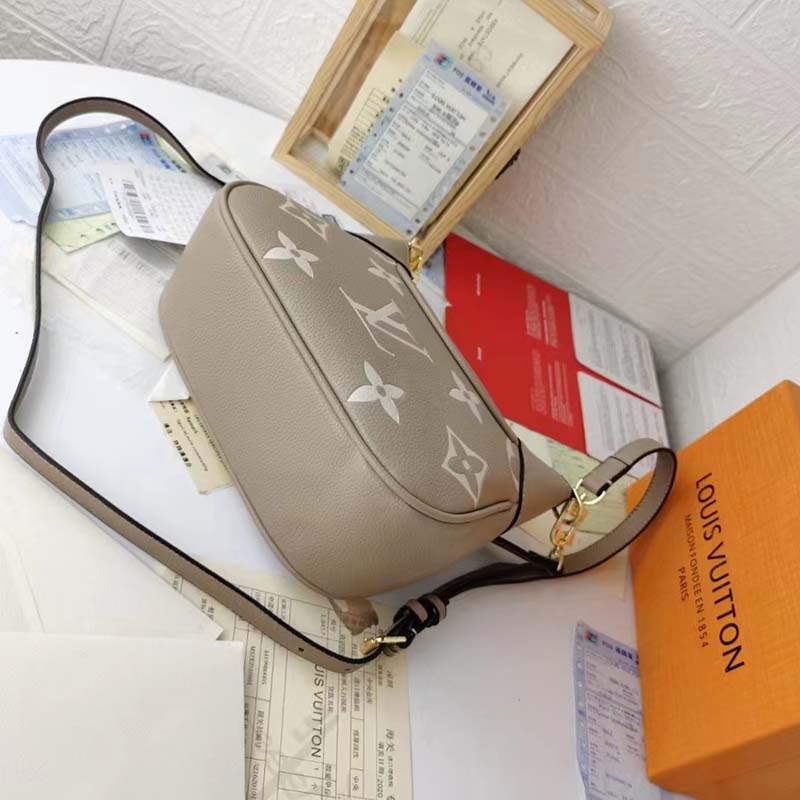 Louis Vuitton LV Women Bagatelle Mini Hobo Handbag Monogram Empreinte Embossed Grained Cowhide