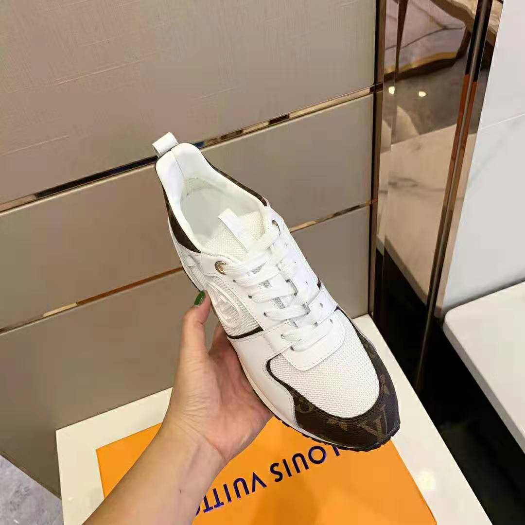Louis Vuitton LV Unisex Run Away Sneaker in Supple Calf Leather-White
