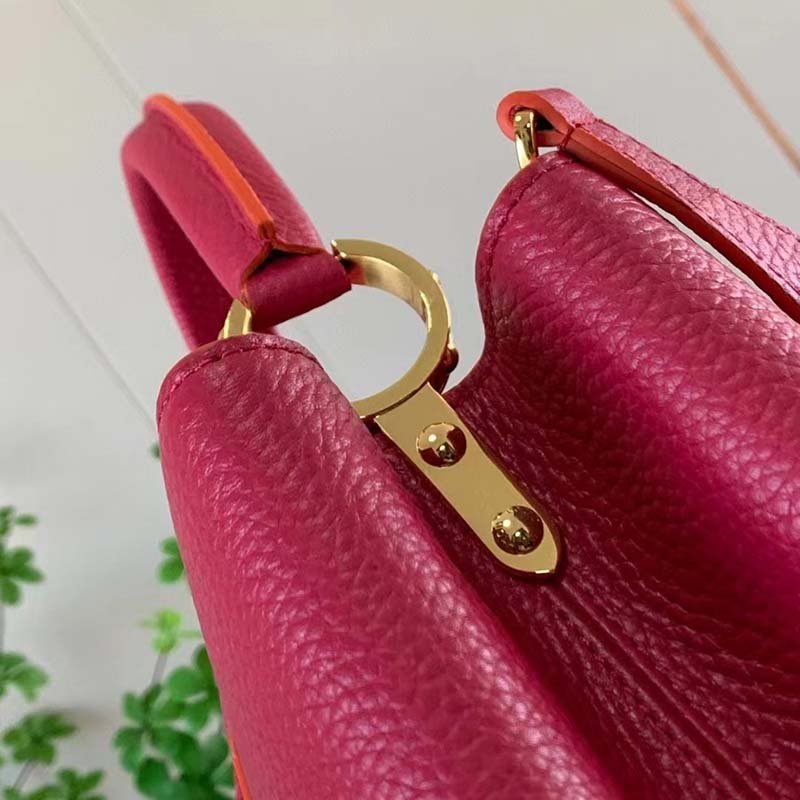 Louis Vuitton LV Women Capucines BB Handbag Scarlet Red Taurillon Leather