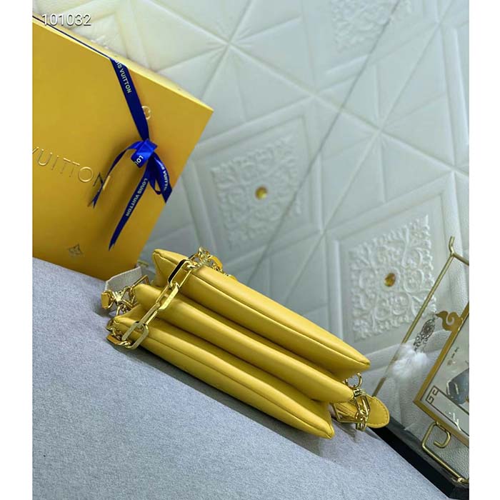 Louis Vuitton LV Women Coussin PM Handbag Acid Green Lambskin Zip Closure