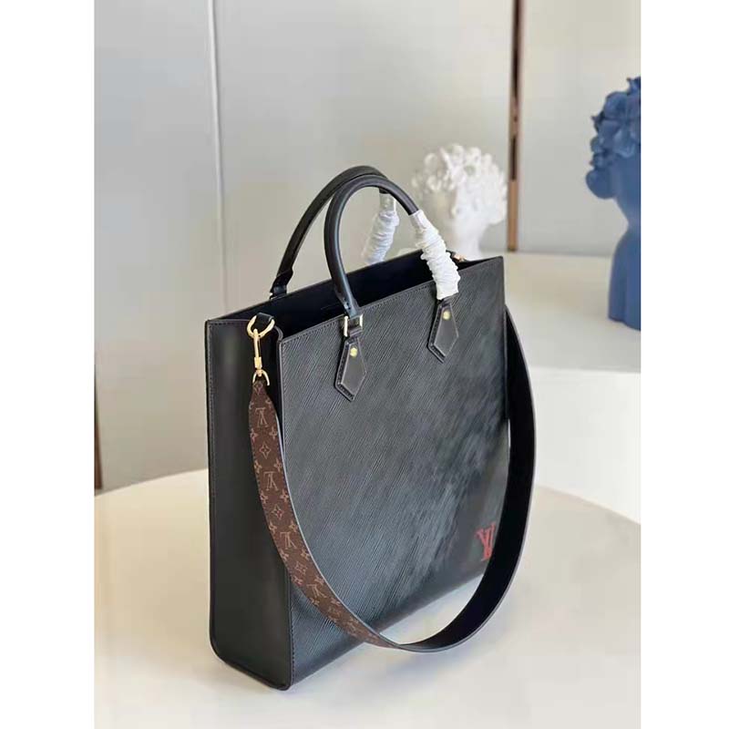 Louis Vuitton LV Unisex Sac Plat PM Black Epi Grained Cowhide Leather