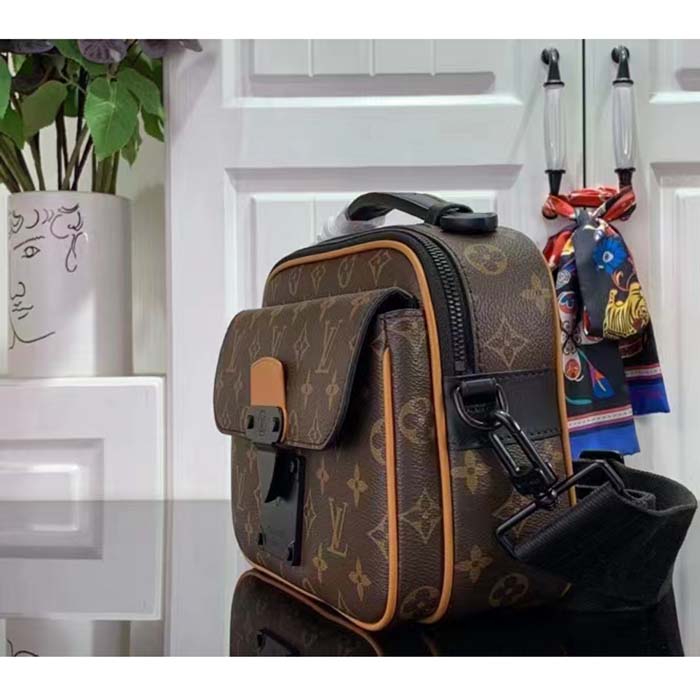 Louis Vuitton LV Unisex S Lock Messenger Radiant Sun Monogram Macassar Coated Canvas