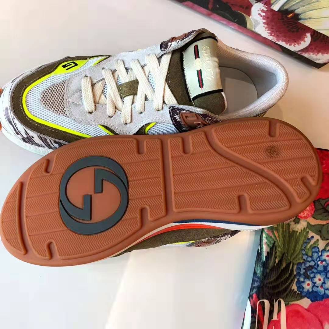 Gucci Men’s Ultrapace Sneaker in Leathers and Fabrics 3 cm Heel-Green