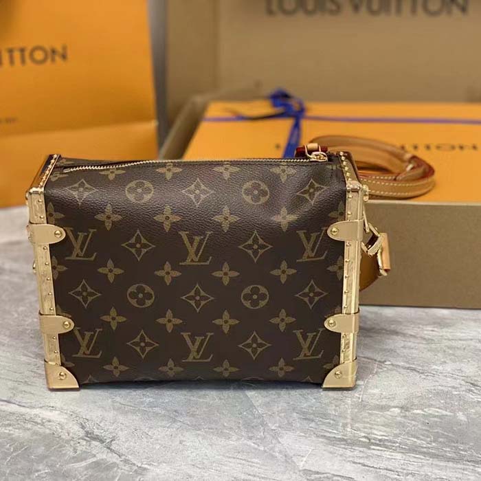 Louis Vuitton LV Women Side Trunk Monogram Coated Canvas Cowhide Leather