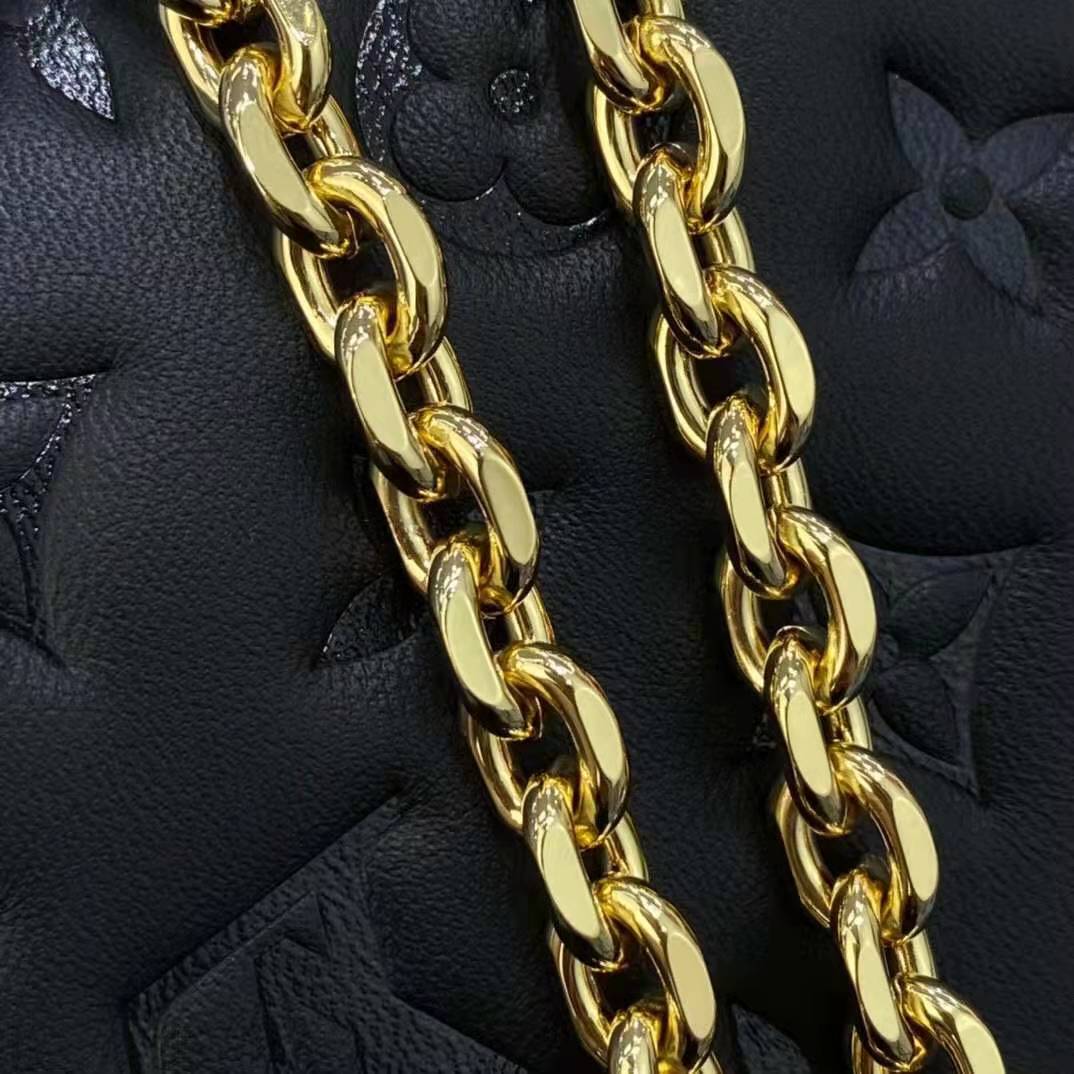 Louis Vuitton LV Women Pochette Coussin Black Monogram Embossed Lambskin