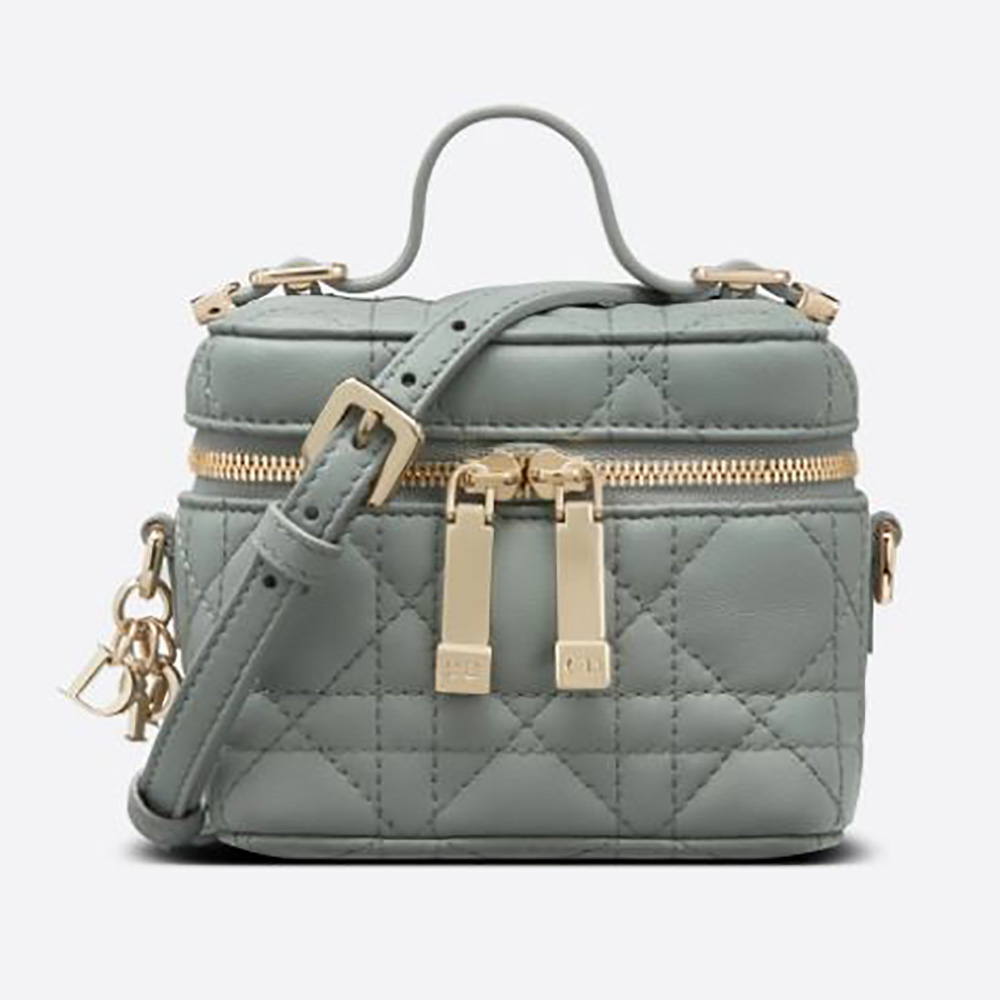 Dior Women Micro Lady Dior Vanity Case Cannage Lambskin-Grey