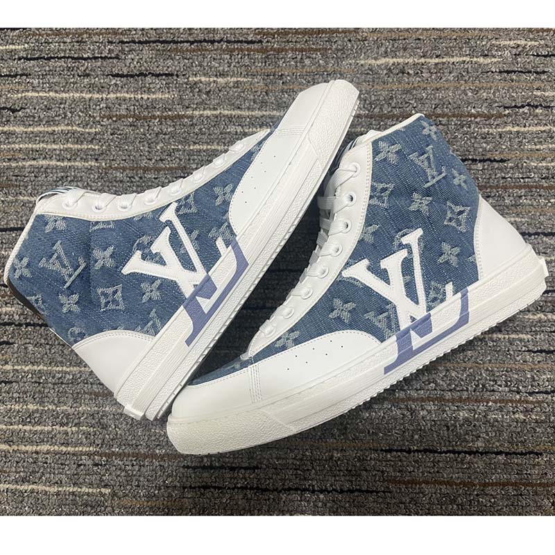 Louis Vuitton Unisex Charlie Sneaker Boot Blue Upcycled Monogram Denim Recycled Polyester