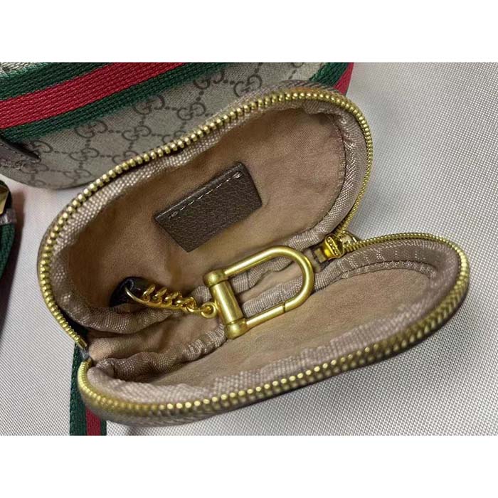 Gucci Unisex Ophidia GG Heart Utility Belt Coin Purse Pouch Beige Ebony Supreme Canvas