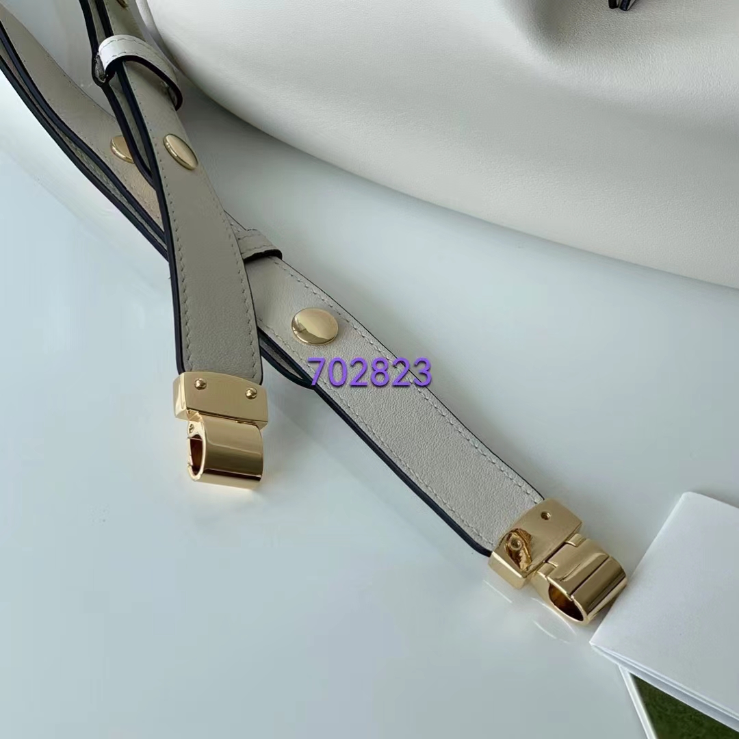 Gucci Women GG Attache Large Shoulder Bag White Leather Green Yellow Web