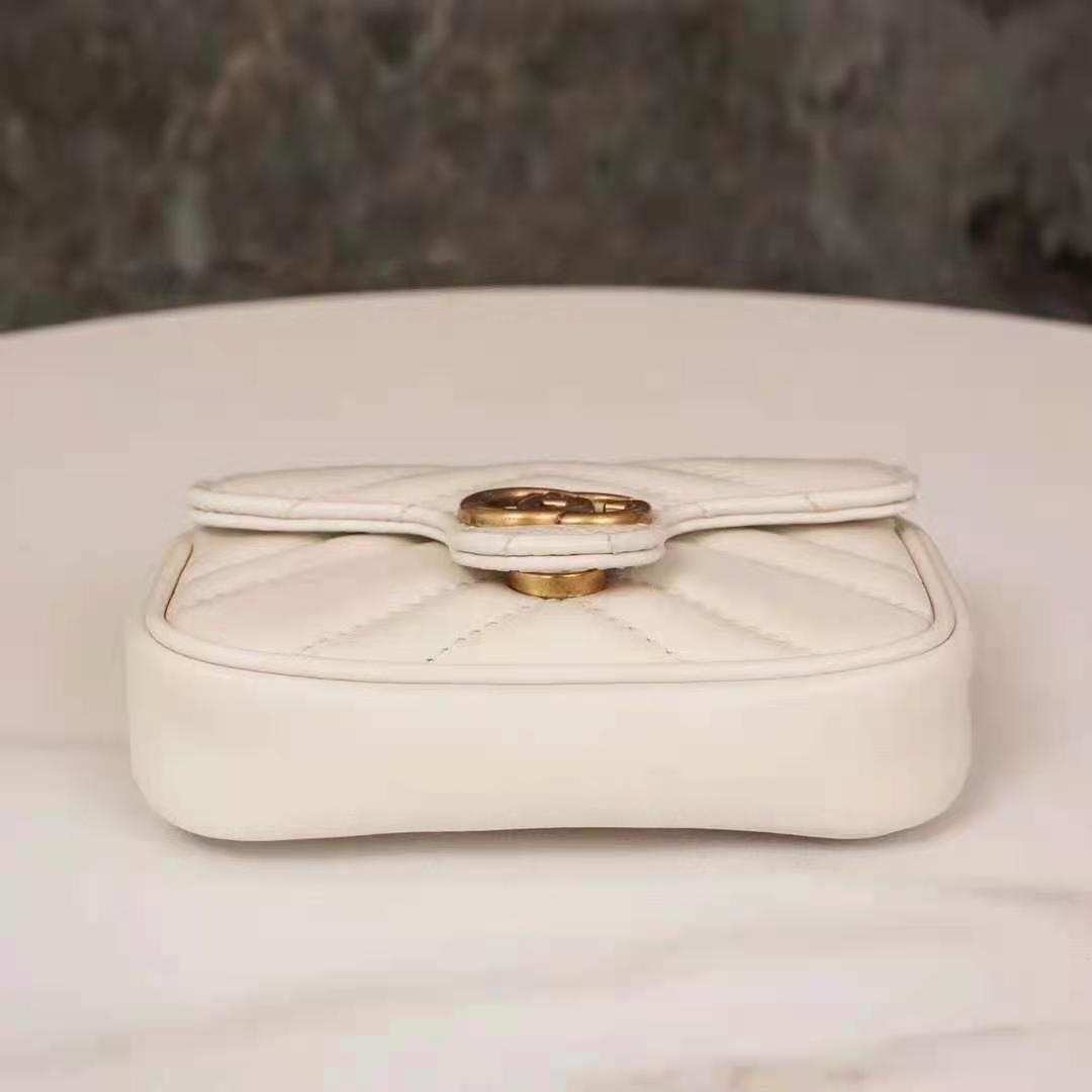 Gucci GG Women GG Marmont Matelassé Leather Super Mini Bag White Matelassé Chevron