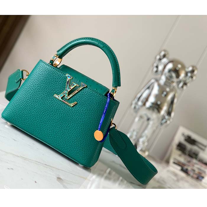 Louis Vuitton LV Women Capucines Mini Handbag Emerald Green Mint Taurillon