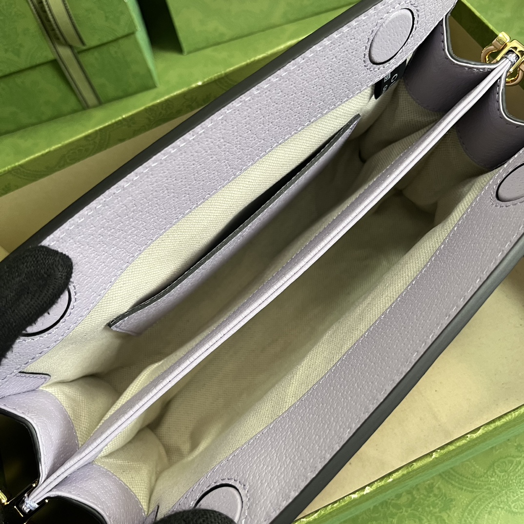 Gucci Women Ophidia Jumbo GG Small Shoulder Bag Camel Lilac Canvas Leather