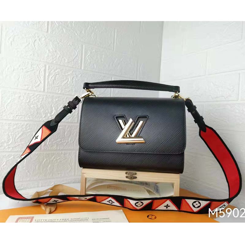 Louis Vuitton LV Women Twist MM Handbg Black Epi Grained Cowhide Leather