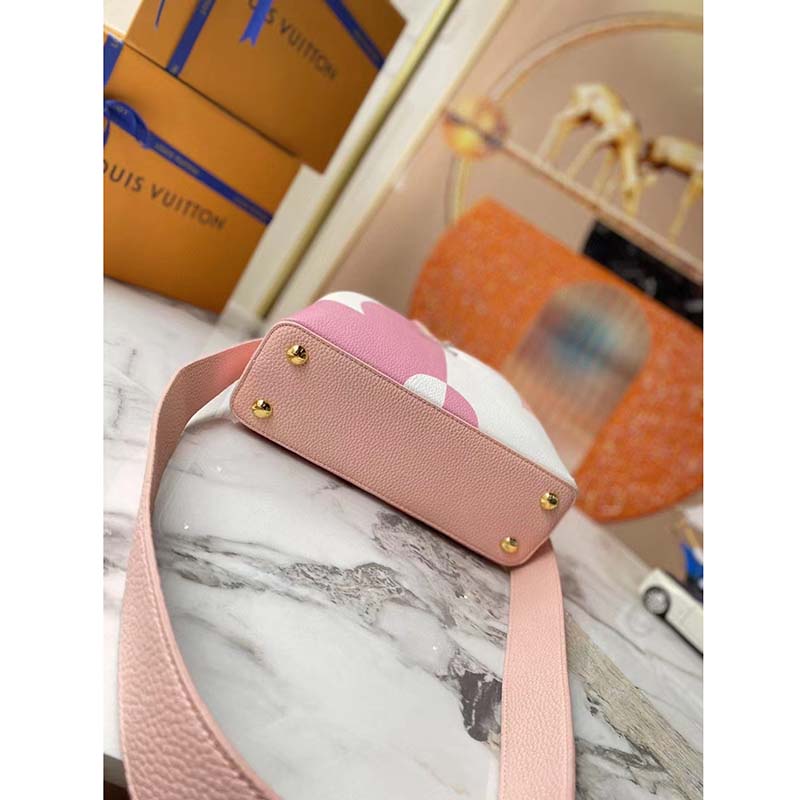 Louis Vuitton LV Women Capucines BB Pink Crème Taurillon Cowhide Leather