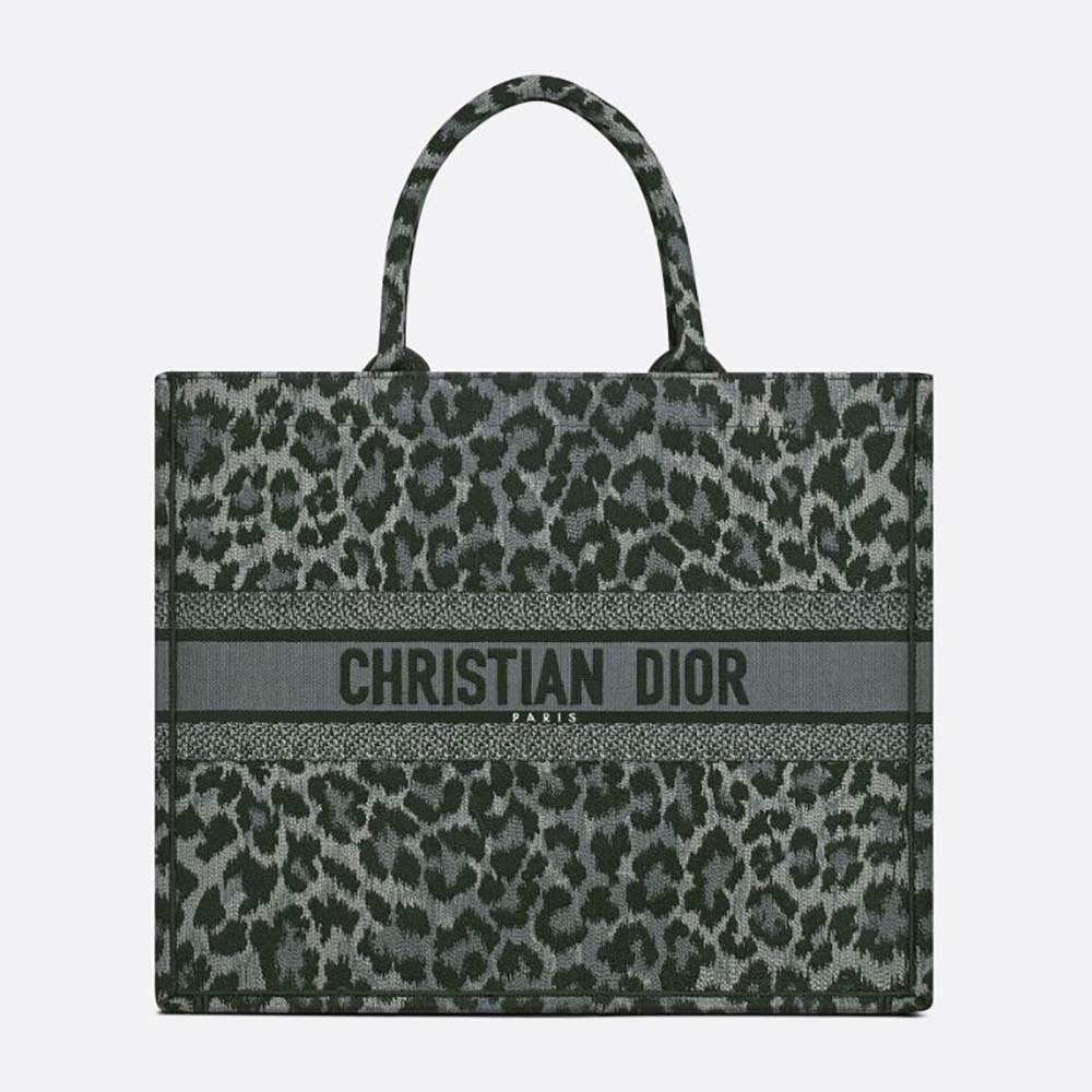 Dior Women Book Tote Gray Mizza Embroidery