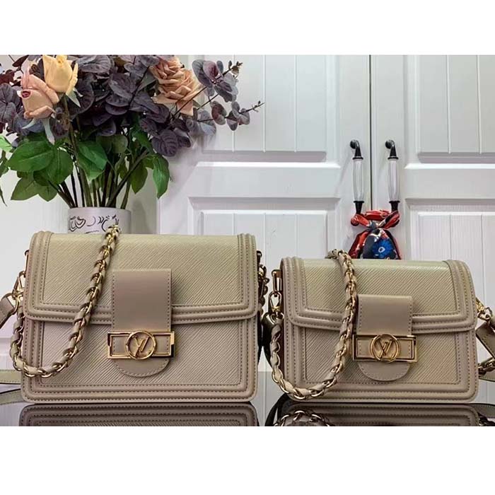 Louis Vuitton LV Women Mini Dauphine Handbag Poivre Brown Epi Grained Cowhide Leather