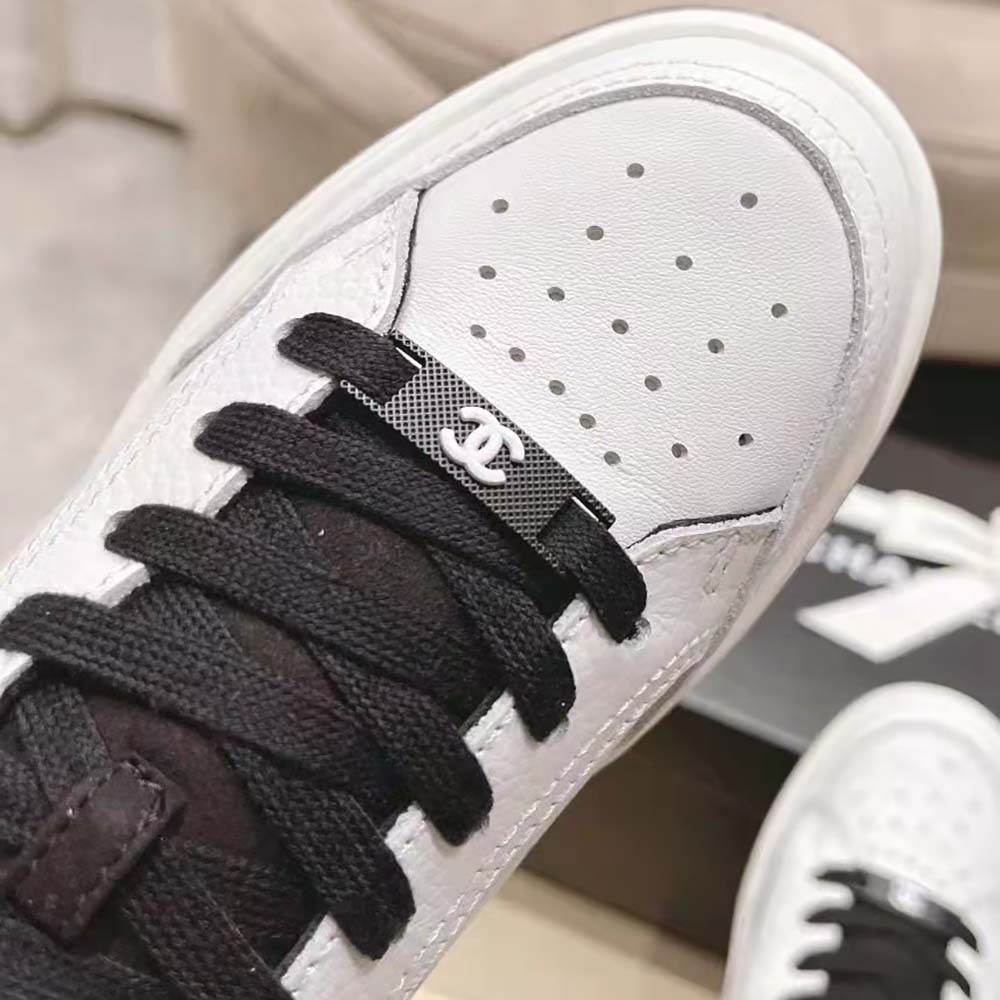 Chanel Women Calfskin Letter Flat Lace Up Runner Trainer Sneakers