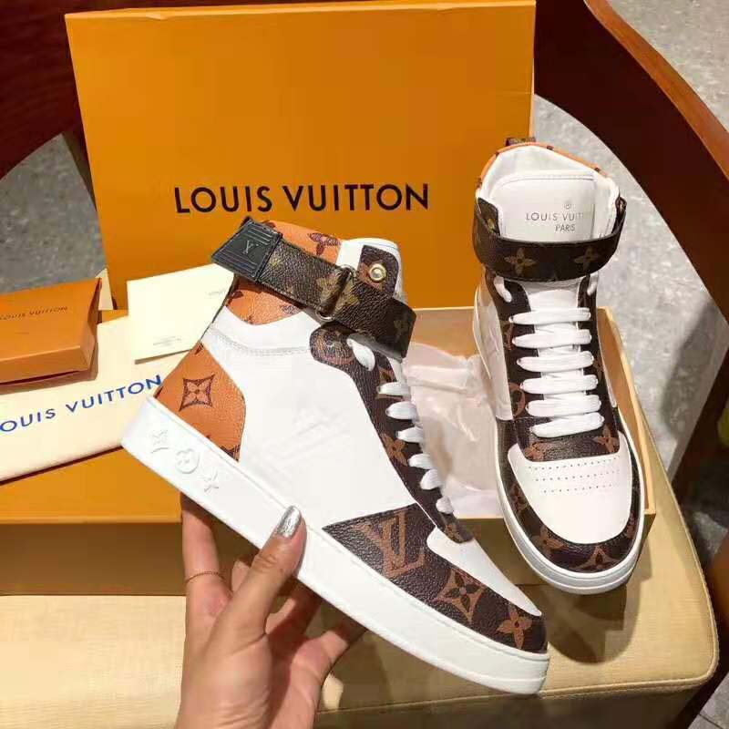 Louis Vuitton LV Unisex Boombox Sneaker Boot in Embossed Lamb Leather-Brown