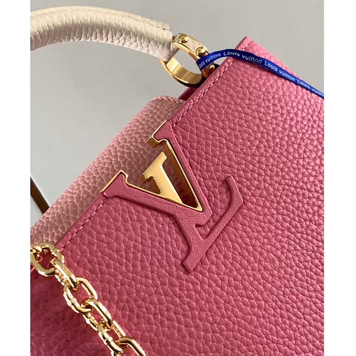 Louis Vuitton LV Women Capucines Mini Handbag Rose Chamallow Pink Taurillon Leather