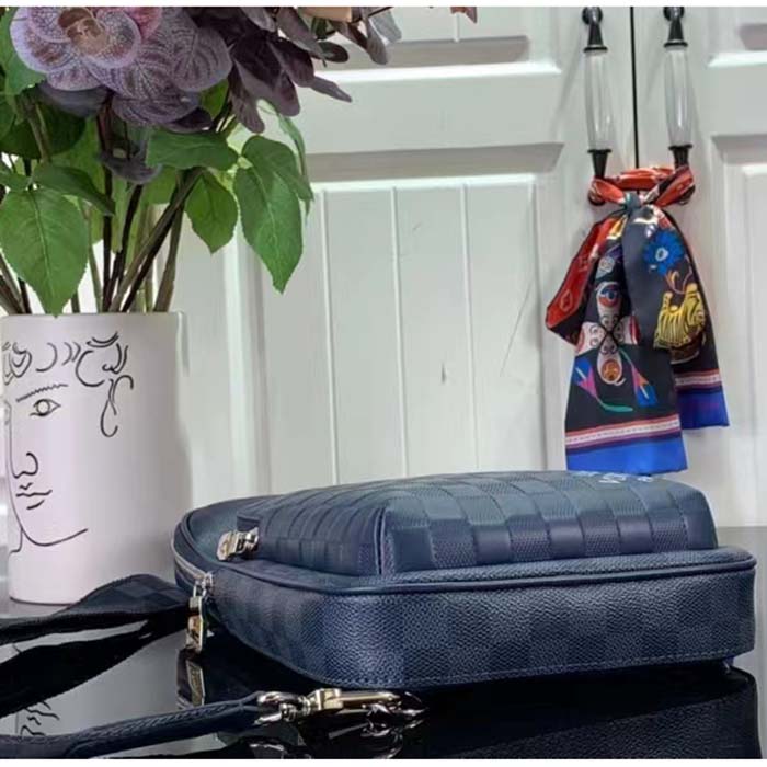 Louis Vuitton LV Unisex Avenue Slingbag Blue Sapphire Damier Infini Cowhide Leather Graphite Coated Canvas