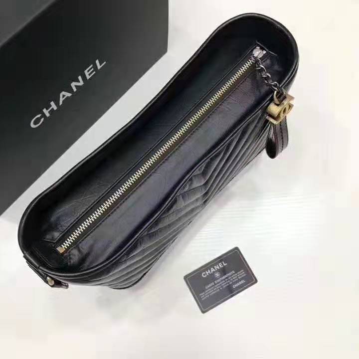 Chanel Women Chanel’s Gabrielle Large Hobo Bag in Aged Calfskin Leather-Black