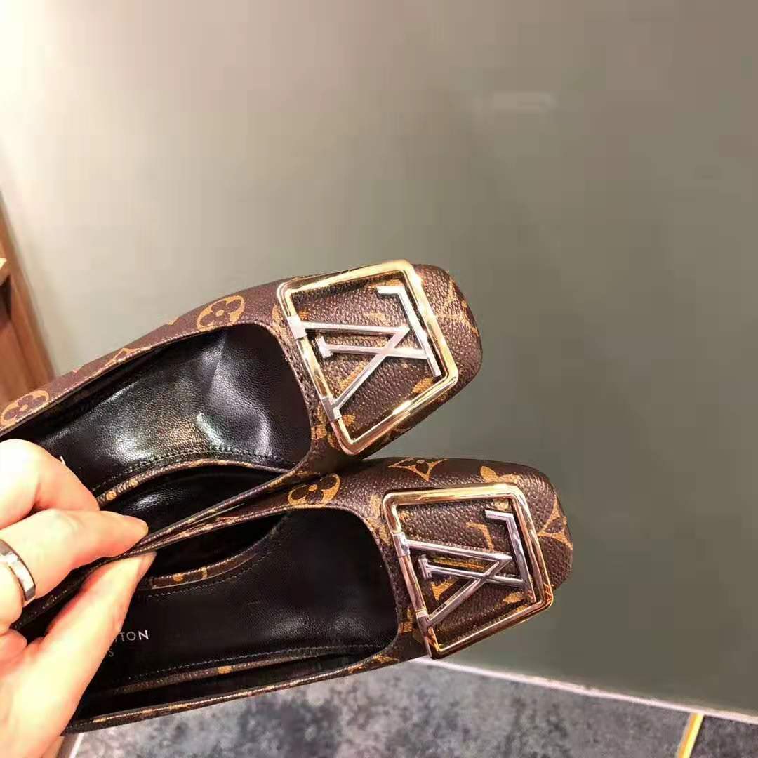 Louis Vuitton LV Women Madeleine Pump in Patent Monogram Canvas 7.5 cm Heel-Brown