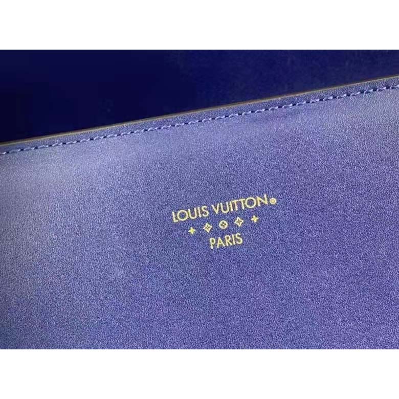 Louis Vuitton LV Women Pont 9 Soft MM Handbag Blue Grained Calfskin
