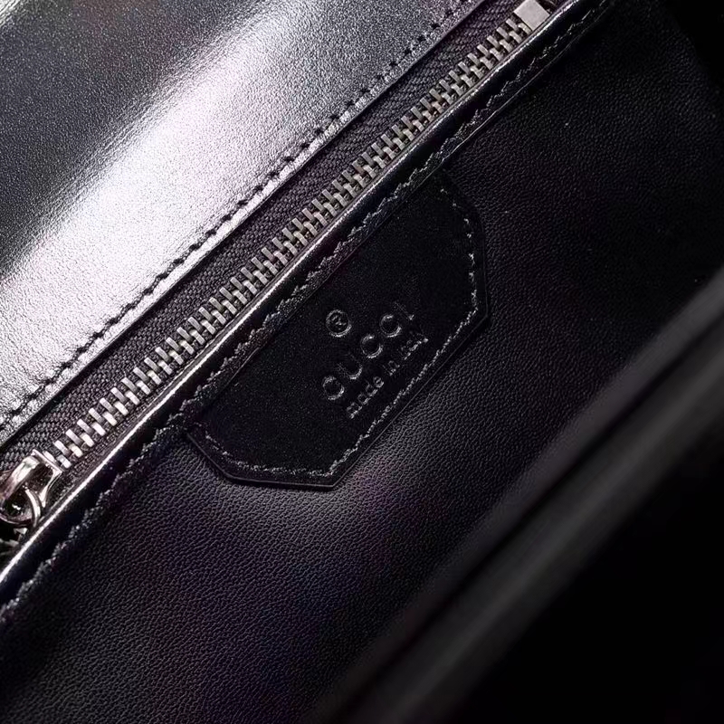 Gucci Women GG Bamboo 1947 Small Top Handle Bag Black Leather Bamboo Hardware