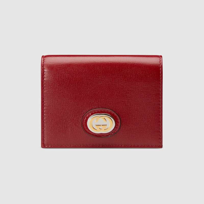 Gucci GG Unisex Leather Card Case Wallet in Textured Leather