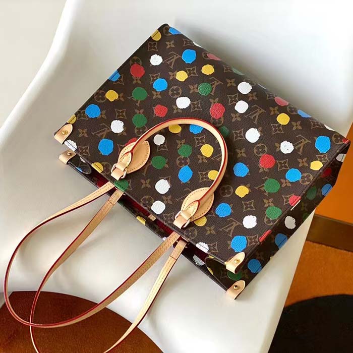 Louis Vuitton Unisex LVxYK OnTheGo MM Monogram Coated Canvas 3D Painted Dots Print