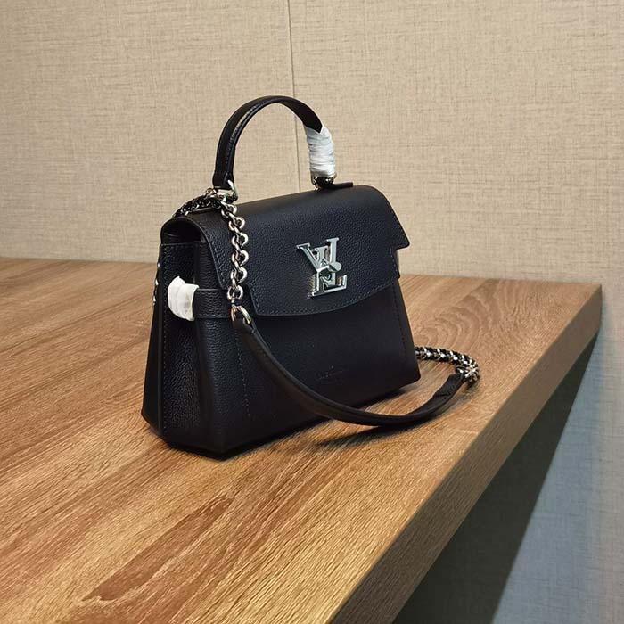 Louis Vuitton LV Women Lockme Ever Mini Handbag Black Grained Calf Leather