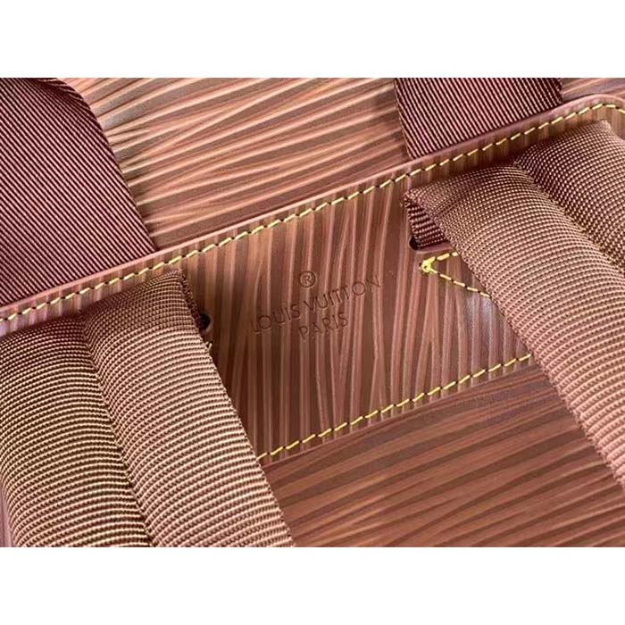 Louis Vuitton LV Unisex Montsouris Backpack Cognac Calf Leather Drawstring Magnetic Closure Handle