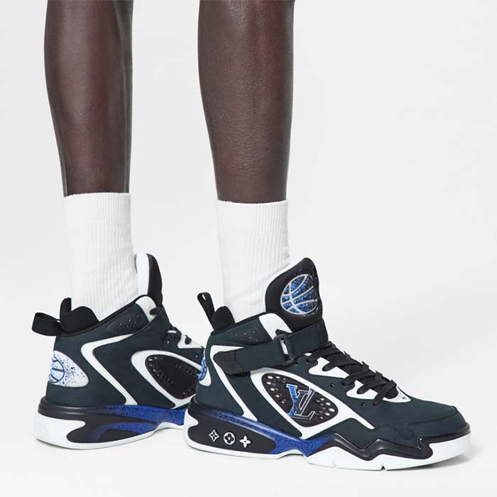 Louis Vuitton LV Unisex Trainer 2.0 Sneaker Boot Black Suede Calf Leather