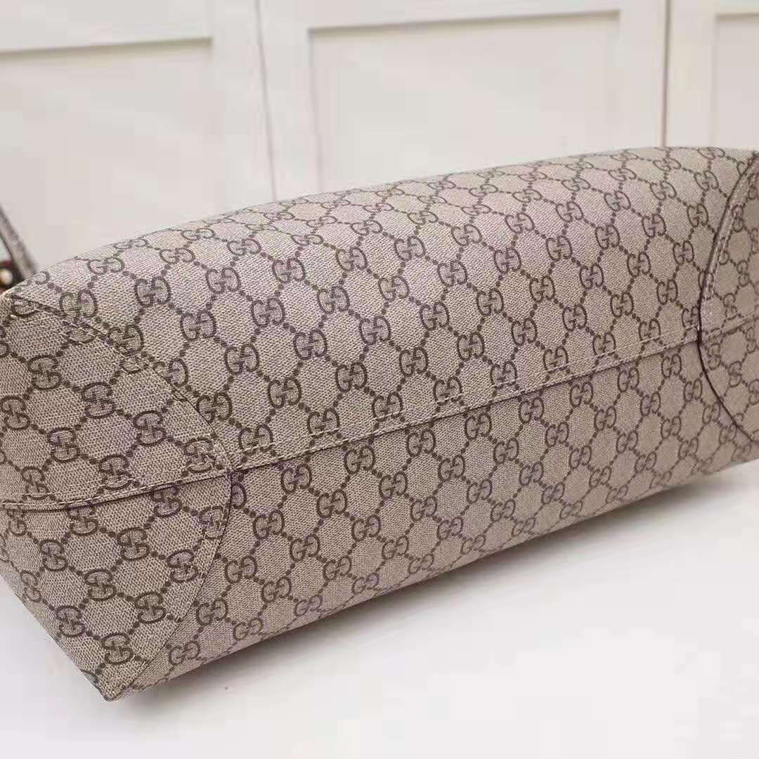 Gucci GG Women Ophidia GG Medium Tote in Beige/Ebony Soft GG Supreme